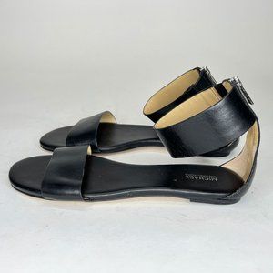 Michael Kors Black Leather Ankle Strap Sandals Flats Women's 9M
